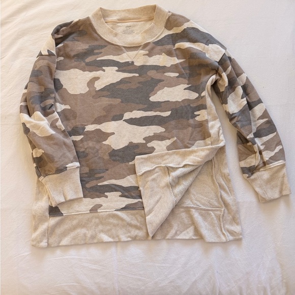 Aerie Camouflage Crew Neck Sweater - Beige and Gray - Picture 4 of 4